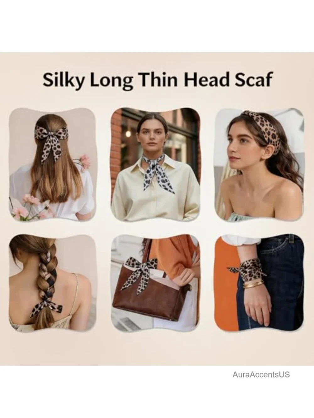 5 Pack Silk Ribbon Scarf for Handbags, Fashion Scarf & Hair Accessory